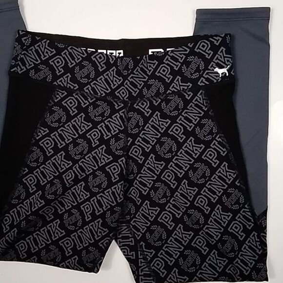 Pink Victoria Secret Pink Pants Women's Black Grey Reversible Leggings Stretch - Picture 11 of 12